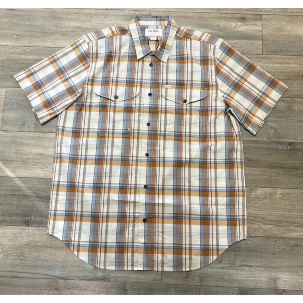 Filson Twin Lakes Sport Mens XL Short Sleeve Button Up Plaid Outdoors Camp Shirt